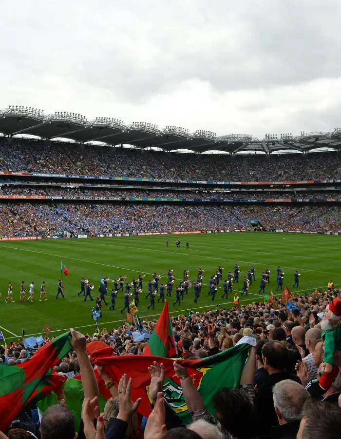 Crowds fill Croke Park on GAA match day, the kind of event The Dawson Hostel offers accommodation near Croke Park for