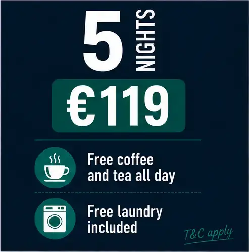 Dublin student deal, 5 nights for €119 with free tea and coffee all day and free laundry at The Dawson Hostel